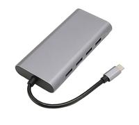 Station d'accueil USB C avec Adaptateur Multiport 11 en 1, VGA HD 4K, 4xUSB3.0, RJ45 Gigabit, Chargement PD100W, Son 3,5 Mm, Transfert de Données 5 Gbit/s, Emplacements pour Cartes