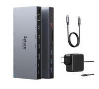 Station d'Accueil USB C Avec Alimentation 65 W pour Laptop - Triple Display Hub Avec Double HDMI 4K, DP, PD 100 W, Ethernet, USB 3.1 10 Gbit/s, 3 USB3.0, SD/TF, Audio/Micro