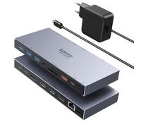 Station d'accueil USB C avec Alimentation 65W pour Ordinateur Portable Triple Écran HUB avec Double HDMI 4K, DP, PD 100W, Ethernet, USB 3.2 Gen 2, 10Gbit/s, SD/TF, Audio/Micro