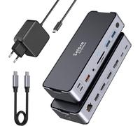 Station D'Accueil Usb C Avec Bloc D'Alimentation 65 W 15 En 1 Usb C Dp&Dual Hdmi Single 8K Triple 4K 30Hz Écran Pour Dp1.4 10Gbps Usb 3.1&2 Usb C, 2 Usb3.0, Usb2.0, Rj45, 100W Pd, Sd/Tf, Audio
