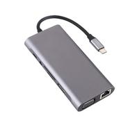 Station d'accueil USB C avec lecteur de carte PD 4K Gigabit 100 W 3,5 mm pour ordinateur portable, tablette, adaptateur USB C mobile