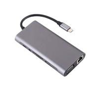 Station d'accueil USB C avec lecteur de carte PD 4K Gigabit 100 W 3,5 mm pour ordinateur portable, tablette, adaptateur USB C mobile