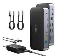 Station d'accueil USB C DisplayLink avec alimentation 120W, 15 en 1 Laptop USB C Dock Dual Monitor avec 2 HDMI & 2 DisplayPort, 2.5G Ethernet, 10G USB, SD&TF, 3.5mm Audio,Mode d'extension pour MacBook