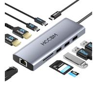 Station d'accueil USB C double adaptateur de moniteurs HDMI, hub USB C 10 en 1 avec 2 HDMI 4K @ 60 Hz, charge PD, SD/Micro SD pour ordinateur portable MacBook/HP/Dell/Surface/Thinkpad..