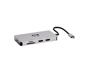 Station d'accueil USB-C, double affichage - 4K 60 Hz HDMI, USB 3.2 Gen 1, concentrateur USB-A, GbE, carte mémoire, chargement PD 100 W, gris