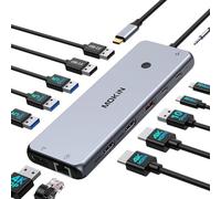 Station d'accueil USB C double écran 13 en 1 - Station d'accueil pour ordinateur portable avec 2 HDMI, DP, adaptateur multiport avec 100 W PD, 6 ports USB, Ethernet, audio, dongle USB C pour