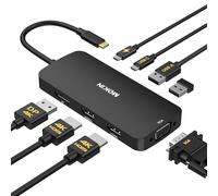 Station d'accueil USB C double écran 2 HDMI, 8 en 1 pour ordinateur portable avec double HDMI, DisplayPort, VGA, PD, 3 ports USB, adaptateur multiport USB C pour Dell, HP, Lenovo Thinkpad, Surface