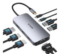 Station d'accueil USB C double HDMI, station d'accueil MOKiN 3 moniteurs, Displayport, VGA, charge PD 100 W, 2USB A 2.0, adaptateur multiport USB C 2.0, hub USB 8 en 1 pour Dell, HP, Lenovo Thinkpad