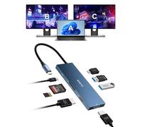 Station d'accueil USB C double moniteur 4K @ 60 Hz, concentrateur USB C 8 en 1 KOZYC avec 2 HDMI, USB-C 3.0, 2 ports USB-A 3.0, SD/TF, 100 W PD, prise en charge du répartiteur HDMI avec écran étendu 2
