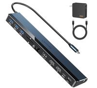 Station d'accueil USB C double moniteur avec chargeur USB-C 100 W, station d'accueil 12 en 1 pour ordinateur portable avec double HDMI 4K @ 30 ~ 60 Hz, PD 100 W, 4 ports USB 5 Gbit/s, fente SD/TF