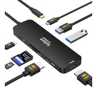 Station d'accueil USB C double moniteur HDMI, adaptateur USB C vers double HDMI avec 2 ports HDMI, charge PD, SD/TF, ports USB A et C 3.0, station d'accueil pour ordinateur portable Dell XPS/HP/Lenovo