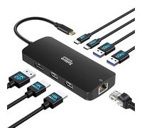 Station d'accueil USB C double moniteur, Station d'accueil Selore 3 moniteurs triple écran 4K avec 2 HDMI, DisplayPort, Ethernet 1 Gbit/s, charge PD 100W, adaptateur ports USB 3.0 pour Dell, HP, etc
