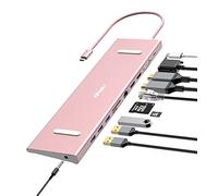 Station d'accueil USB C Double Moniteur/Triple moniteurs, Station d'accueil USB C, hub USB-C avec 2 HDMI, PD 100 W, SD/TF, Ethernet, 3 Ports USB 3.0, VAG, Audio, hub USB C Adaptateur multiport