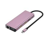 Station d'accueil USB C double moniteurs 12 en 1 USB C Display Adaptateur multiple avec lecteur de carte VGA 4 ports USB 3.0