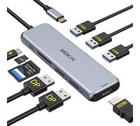 Station d'accueil USB C Dual DisplayPort, MOKiN USB C Hub Dongle avec 2 DP, HDMI, 3 USB A 3.0, SD & Micro SD, port de charge PD pour MacBook/Dell XPS/Steam Deck/HP/Lenovo ThinkPad/Microsoft Surface