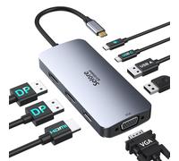 Station D'Accueil Usb C Dual Displayports 8 En 1 Multiport Adapter Mit 4K Hdmi, 2 * 4K Dp, 1080P Vga, 2*Usb2.0, Usb C Daten, 100W Pd 3.0, Laptop Multi Monitore Station Für Dell Hp