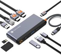 Station D'Accueil Usb C Dual Hdmi 10 En 1 Hub Usb C 2 Hdmi 8K @ 30 Hz/4K @ 60 Hz, Gigabit Ethernet, 4 Ports Usb C/Usb A, Charge Rapide Pd 100 W, Lecteur De Carte Sd/Tf Pour Macbook Dell Surf[Z3546]