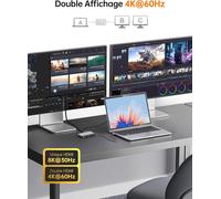 Station D'Accueil Usb C Dual Hdmi 10 En 1 Hub Usb C 2 Hdmi 8K @ 30 Hz/4K @ 60 Hz, Gigabit Ethernet, 4 Ports Usb C/Usb A, Charge Rapide Pd 100 W, Lecteur De Carte Sd/Tf Pour Macbook Dell Surf[Z3546]