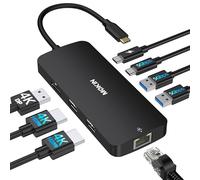 Station d'accueil USB C Dual HDMI, MOKiN 8 en 1 Docking Station pour 3 Moniteurs 4K, Dock USB C avec 2 HDMI et 1 DisplayPort, 1 Gbps Ethernet, Chargement 100W PD, 3 USB 3.0 Ports pour Dell, HP, Lenovo