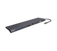 ICY BOX USB-C Docking Station (11-en-1) pour 2 écrans (1x HDMI, 1x MiniDP, 1x VGA), 4K 30Hz, hub USB 3.0 Triple, Alimentation 60W, Ethernet Gigabit, Lecteur de Cartes, modèle IB-DK2102-C