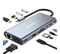 Station d'Accueil USB C HUB : Adaptateur 11 en 1 Avec HDMI 4K, VGA, Port USB 3.0, PD Type C, Ethernet RJ45, Cartes SD/TF, AUX 3,5 mm - Compatible MacBook Pro/Air