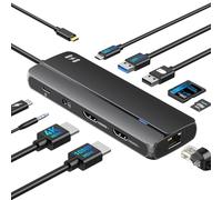 Station d'accueil USB C Hub USB C vers double adaptateur HDMI Station d'accueil USB C pour ordinateur portable avec 2 ports HDMI double moniteur pour M1 M2 MacBook Pro/Air, Dell, HP