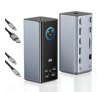 Station d'accueil USB C pour 3 écrans 17 en 1 Docking Station pour Triple Affichage avec 3 HDMI&2 DP, Smart Display, RJ45, 100W PD, 10Gbps USB A/C, SD/TF, Audio Dock pour Dell/HP/M1/M2/Win&macOS