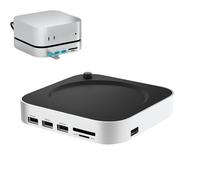 Station d'accueil USB-C pour Mac Mini M4/M4 Pro avec boîtier SSD M.2 NVMe, concentrateur USB 10 Gbit/s avec lecteur de carte SD/TF, support SSD 4 To et deux câbles 20 Gbit/s