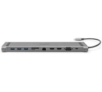 Station D'Accueil Usb-C Pour Ordinateur Portable - 11 Ports - 2X Hdmi,1X Vga - Ultra Hd 4K30Hz - 3X Usb 3.0,1X Usb Type-C - Rj45 Lan,Audio Jack,Lecteur De Carte - Argenté