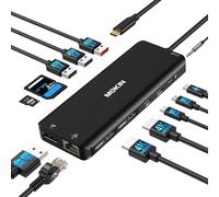 Station d'accueil USB C pour ordinateur portable double écran double HDMI 4K DP Triple DisplayHub 13 en 1 MOKiN USB C avec 3 moniteurs, DisplayPort, USB 3.1, RJ45, 100 W PD, lecteur de cartes, audio