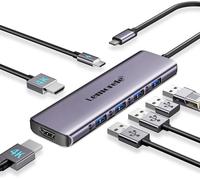 Station d'accueil USB C pour Ordinateur Portable, Hub USB C 7 en 1 avec Double HDMI 4K, USB 3.0, 3*USB 2.0, 100W PD, Dock USB C