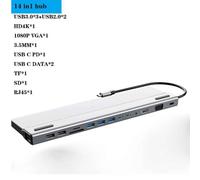 Station d'accueil USB C pour ordinateur portable,HUB vers HDMI,adaptateur Hub USB 3.0,HUB de Type C pour MacBook Pro Lenovo ThinkPad HP Dell XPS - Type 14in1 hub