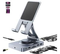 Station d'accueil USB C rotative à 360° pour iPad, iPad Pro, tablette, Samsung, Steam Deck, ROG Ally, Legion Go, Msi Claw, etc, 11 en 1 avec lecteur SD TF 4.0, HDMI 4K @ 60 Hz, RJ45, audio, USB A, USB
