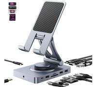 Station D'Accueil Usb C Rotative À 360° Pour Ipad,Ipad Pro,Tablette,Samsung,Steam Deck,Rog Ally,Legion Go,Msi Claw,Etc,11 En 1 Avec Lecteur Sd Tf 4.0,Hdmi 4K @ 60 Hz,Rj45,Audio,Usb A,Us