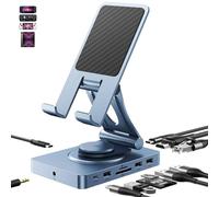 Station d'accueil USB C rotative à 360° pour iPad Pro, tablette, Samsung, Steam Deck, ROG Ally, Legion Go, Msi Claw, etc, 11 en 1 avec lecteur SD TF 4.0, HDMI 4K @ 60 Hz, RJ45, audio, USB A, USB C