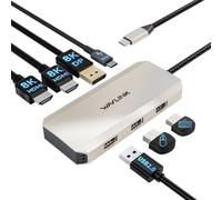 Station d'accueil USB C, station d'accueil WAVLINK 3 moniteurs avec double HDMI + DP, 100 W PD, 3 ports USB compatibles avec Dell/HP/Lenovo, Windows Systerm