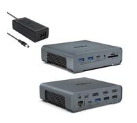 Station d'accueil USB C triple écran, 16 en 1 pour ordinateur portable avec bloc d'alimentation, 4 K/60 Hz, 2 ports HDMI et Displayport, 8 ports USB, Ethernet pour ordinateurs portables Dell/Hp/Lenovo