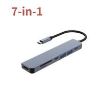 Station d'accueil USB C TYPE-C HUB vers HDMI 4K 60Hz avec bouton d'arrêt d'écran USB 3.0 5Gbps HUB 87W charge rapide pour MacBook-7-in-1