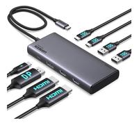 UGREEN Revodok Pro 308 Hub USB C Dual HDMI et DisplayPort 4K 60Hz Triple Affichage 8 en 1 Docking Station avec Multi Data Ports 2A2C 10Gbps PD 100W Charge Rapide