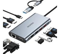 Station d'accueil USB Dual Monitor, GIISSMO 9 en 1 USB A 3.0 / USB C Station d'accueil triple moniteur avec 2 HDMI, VGA, 10 Gbps USB 3.1, Gigabit Ethernet, triple affichage pour Mac et
