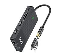 Station d'accueil USB Giq USB C HUB USB 3.0 vers Double HDMI VGA Adaptateur Triple Affichage USB C pour Ordinateur Portable Double Moniteur HDMI Splitter Extender Compatible avec MacBook M1 M2 USB