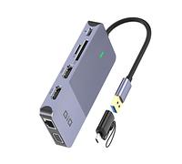 Station d'accueil USB Giq USB C HUB USB 3.0 vers Double HDMI VGA Adaptateur Triple Affichage USB C pour Ordinateur Portable Double Moniteur HDMI Splitter Extender Compatible avec MacBook M1 M2 USB