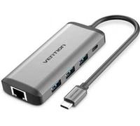 Station d'accueil USB Type-C Vention CNDHB/ 1xHDMI/ 3xUSB/ 1xUSB Type-C PD/ 1xRJ45/ 1xLecteur de cartes/ Gris