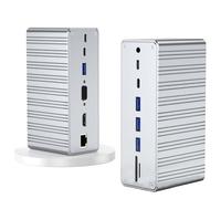 Station d'accueil Verticale 13 en 1 Type C, concentrateur USB-C 3.0, Compatible avec la Projection 4K@30Hz HDMI/VGA, Charge Rapide PD 100W, Port Gigabit Ethernet, Double Emplacement pour
