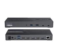 Station d'accueil WAVLINK 4K Triple Moniteur avec 100W de Charge, USB-C pour Windows et Mac (3x HDMI, 2x DisplayPort, 2x USB-C, 4x USB 3.0, Gigabit Ethernet et Port Audio)