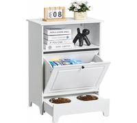 Station d'alimentation 2 en 1 Armoire de stockage & Armoire d'alimentation Mangeoire 60x35x80cm