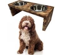 Station d'alimentation double écuelle en bois Support écuelle pour chien écuelle pour chat Barre pour chien Pet 17,5cm 10190