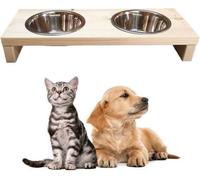 Station d'alimentation double écuelle en bois Support écuelle pour chien écuelle pour chat Barre pour chien Pet 7,5cm 10192