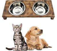 Station d'alimentation double écuelle en bois Support écuelle pour chien écuelle pour chat Barre pour chien Pet 7,5cm 10188