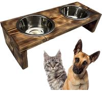 Station d'alimentation double écuelle en bois Support écuelle pour chien écuelle pour chat Barre pour chien Pet 12,5cm 10189